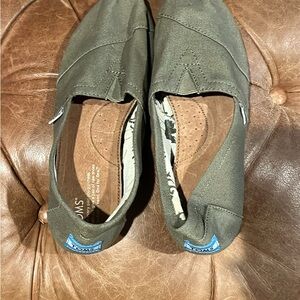 TOMS olive Slip-On Shoes